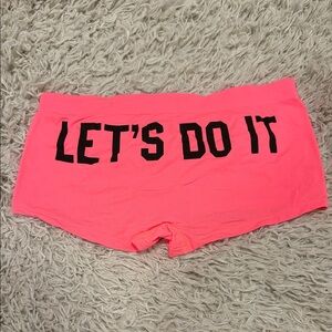 NWT VTG PINK Victoria’s Secret Boyshorts Neon Pink "LET'S DO IT" Small